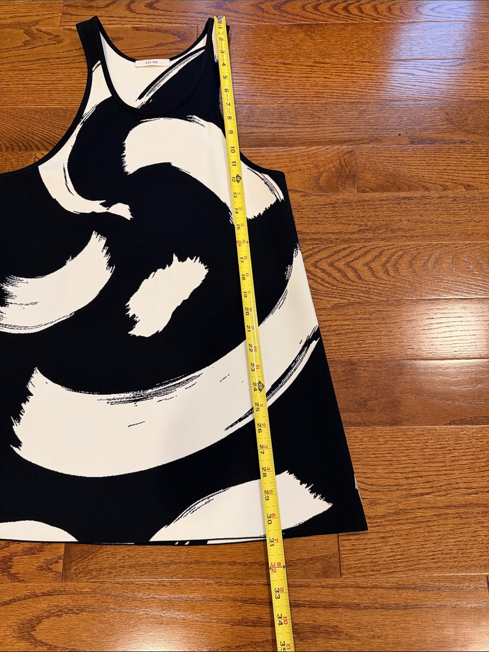 Celine Runway Black and Cream Abstract Brushstroke Tank Dress/Top - Picture 11 of 16
